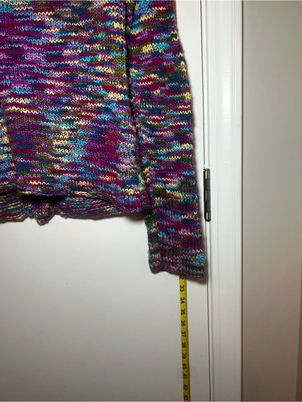 Vintage Talbots Multicolor Knit Cardigan in Purple, Green, Blue & Yellow Thick